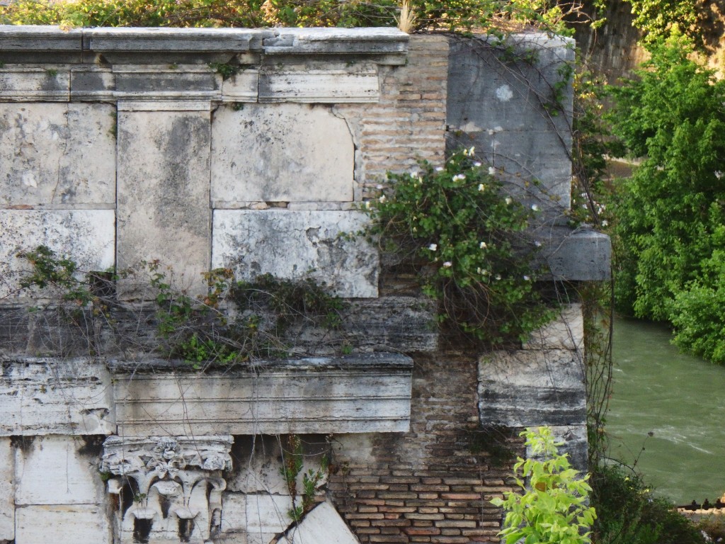 Part of the Pons Aemilius,  built in the 2nd century B.C. but then often repaired.  The closer you look, the more insane it appears. 